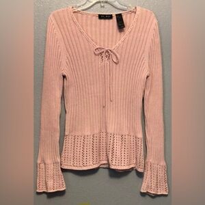 Y2K pink sweater L long sleeve Liz Claiborne Casual office Solid Pastel Spring